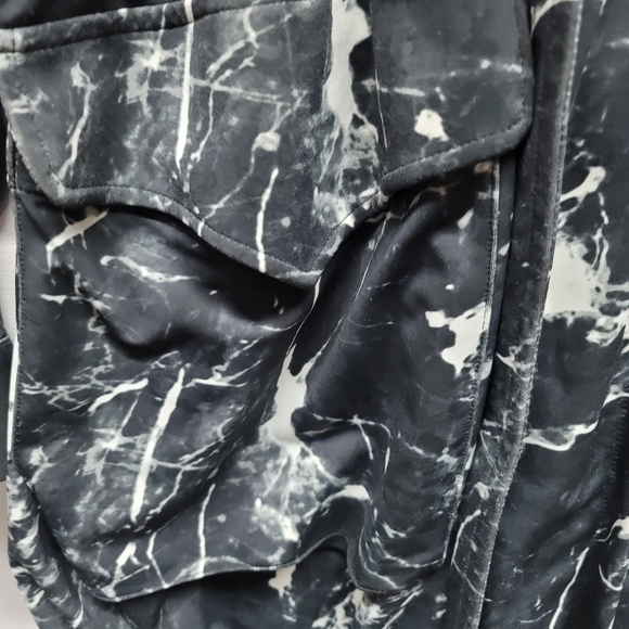 SWEATS by Norma Kamali black marble print supplex jacket sz SM see detai… - Picture 3 of 8